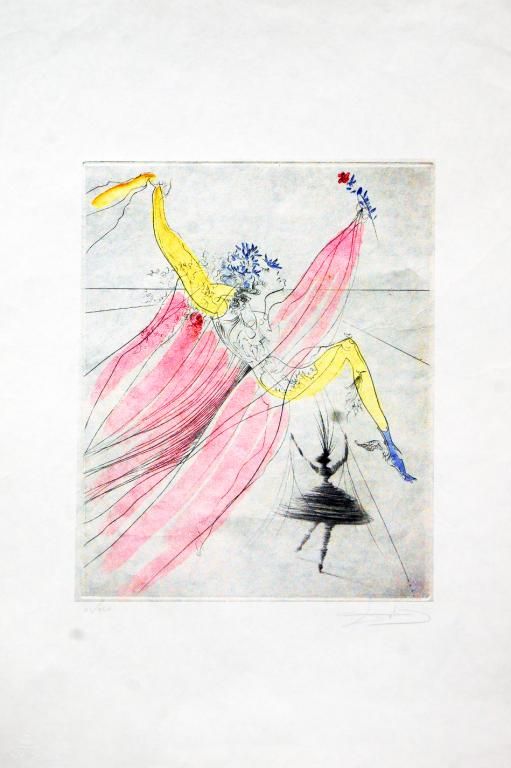 Salvador Dali Hand Signed, Water Color with Litho. BAT725/1-AYSS 
Description: Terpsichore 