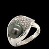 Black Pearl Pave Diamond Ring. S/10-MMSS 
This striking ring features a captivating black pearl Image - 4