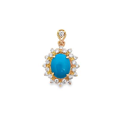 Turquoise and Diamond Pendant. AF6947/56-TTS 
Vibrant and elegant, this 14k yellow gold pendant 