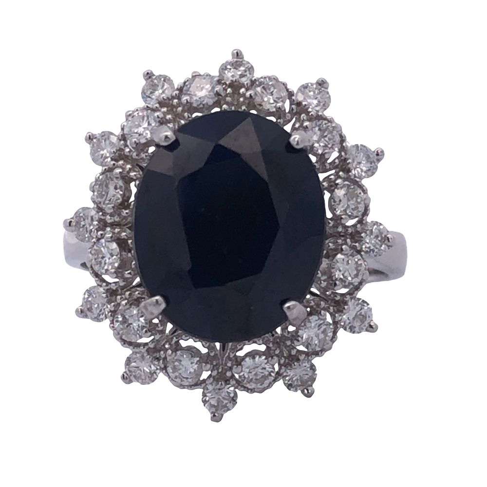 Sapphire Diamond Halo Ring. AF6947/54-LSN 
Exuding classic elegance with a dramatic twist, this 