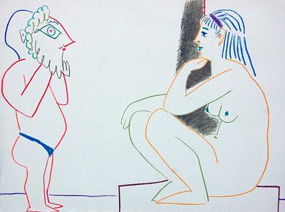 Pablo Picasso Originlal color lithograph Dated. BAT825B/31-YSS 
Description: Verve 1954 III 