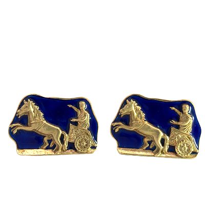 Roman Gladiator Caleche Cuff Links. S/18.1-MTSS 
These remarkable vintage cufflinks, crafted 