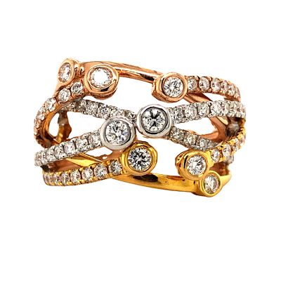Tri-Color Diamond Ring. S/8.1-NOYS 
An intricate and stunning statement piece, this tri-color 