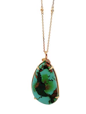 14K Turquoise Pendant Necklace. CJI1962/28-LKT 
This striking 14k gold pendant necklace 