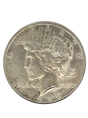 1926 S Silver Peace Dollar XF. S/26.7-ES 
TITLE DESCRIPTION: 1926 S Silver Peace Dollar XF 