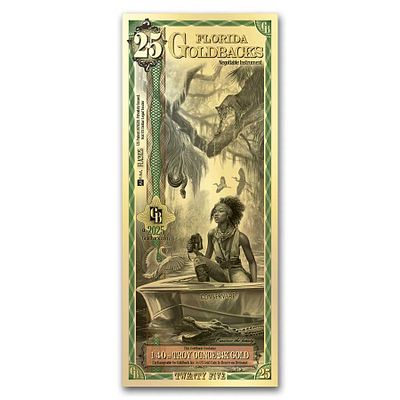 25 Florida Goldback - Aurum Gold Foil Note (24k). S/GB25-MAY 
25 Florida Goldback - Aurum Gold 