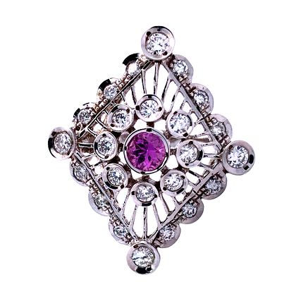 Pink Sapphire Diamond Ring. AF6947/29-KYS 
This captivating ring features a striking design 
