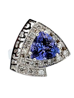 Trillion Tanzanite and Diamond Ring. AF6947/13-LNL 
This unique and eye-catching ring features a 