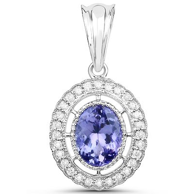 Oval Cut Tanzanite and White Diamond Pendant. QJ8421/110-YML 
This pendant showcases a 