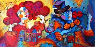 Yana Rafael Acrylic on Canvas. YR625/2-LSS 
Description: Musik 
Artist Name: Yana Rafael 