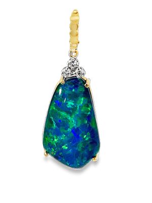 14K Freeform Black Opal Triplet Pendant. S/6.43-ASS 
This striking 14K yellow gold pendant 