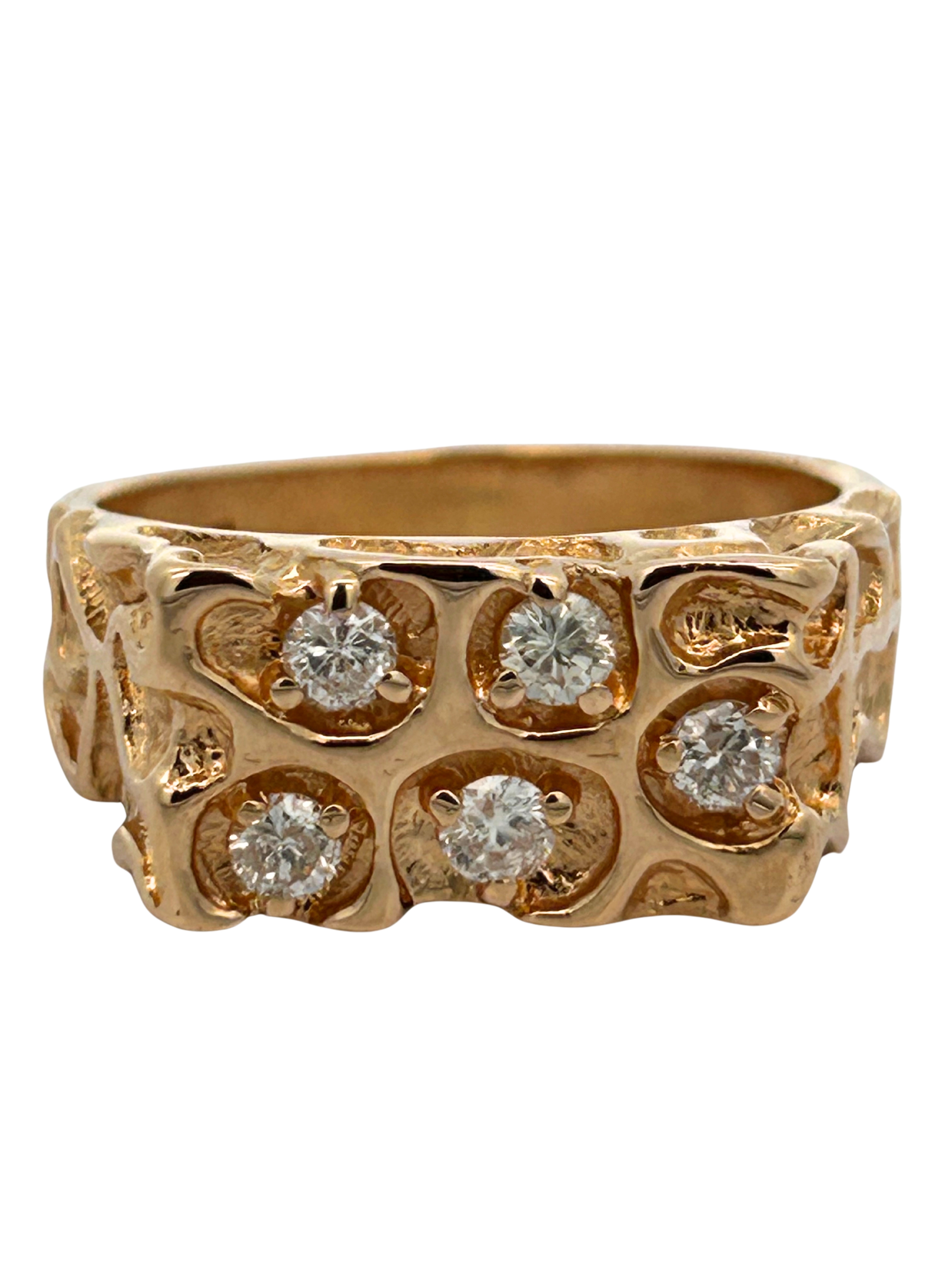 14K Diamond Nugget Ring