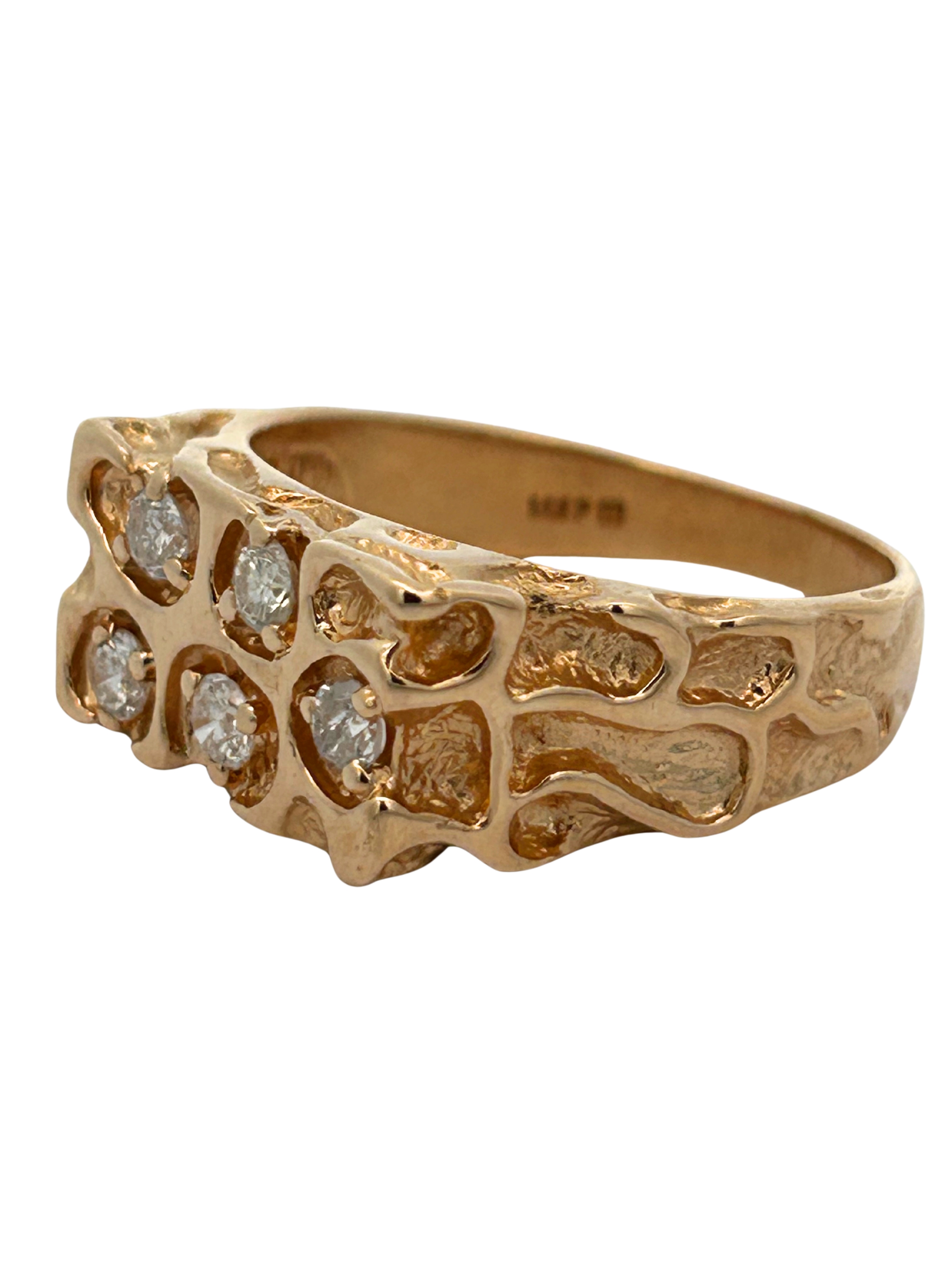 14K Diamond Nugget Ring