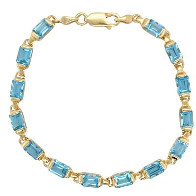 AI Yellow Gold Blue Topaz Line Bracelet . S/8.9-TSS 
OVERALL CONDITION: Excellent Estate 