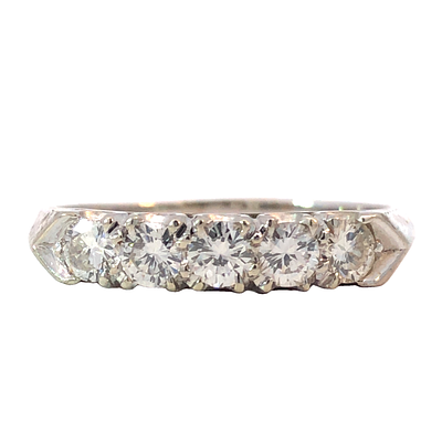 Vintage Diamond Band Ring. S/1.8-NSS 
This exquisite vintage band ring showcases five round-cut 