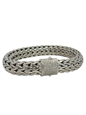 John Hardy Sterling Silver Pave Diamond Wheat Chain Bracelet. This classic John Hardy bracelet 