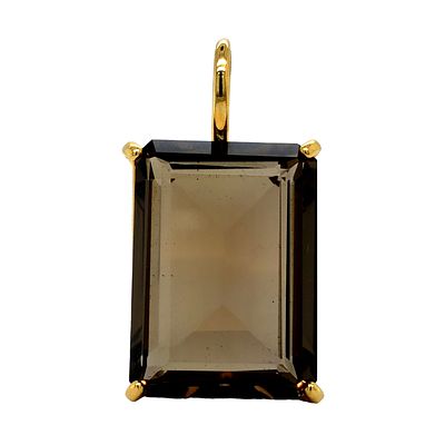 Large Smoky Topaz Pendant. S/13.2-MES 
The pendant showcases a prominent emerald-cut topaz set 