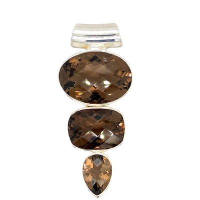 Smoky Topaz Pendant. S/10-MOS 
This striking pendant features three bezel-set smoky topaz 