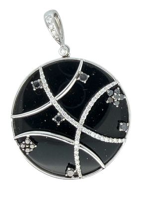 18K Onyx, White & Black Diamond Pendant. ISL2293/39-AYS 
This is a distinctive and modern 18K 