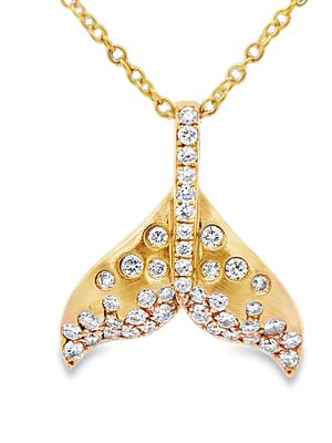 EFFY Brushed Finish Diamond Whale Tail Pendant. DTI0339/19-YKL 
This pendant is a beautifully 