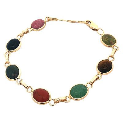 Egyptian Revival Scarab Bracelet. S/9.3-YYS 
Step back in time with this elegant and symbolic 