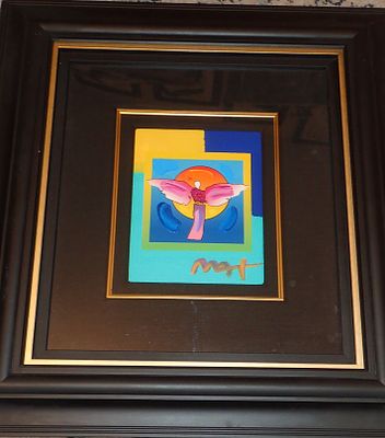 Peter Max Mixed Media with acrylic Signed. BAT925B/9-MOYS 
Description: Angel with Sun on Blends 