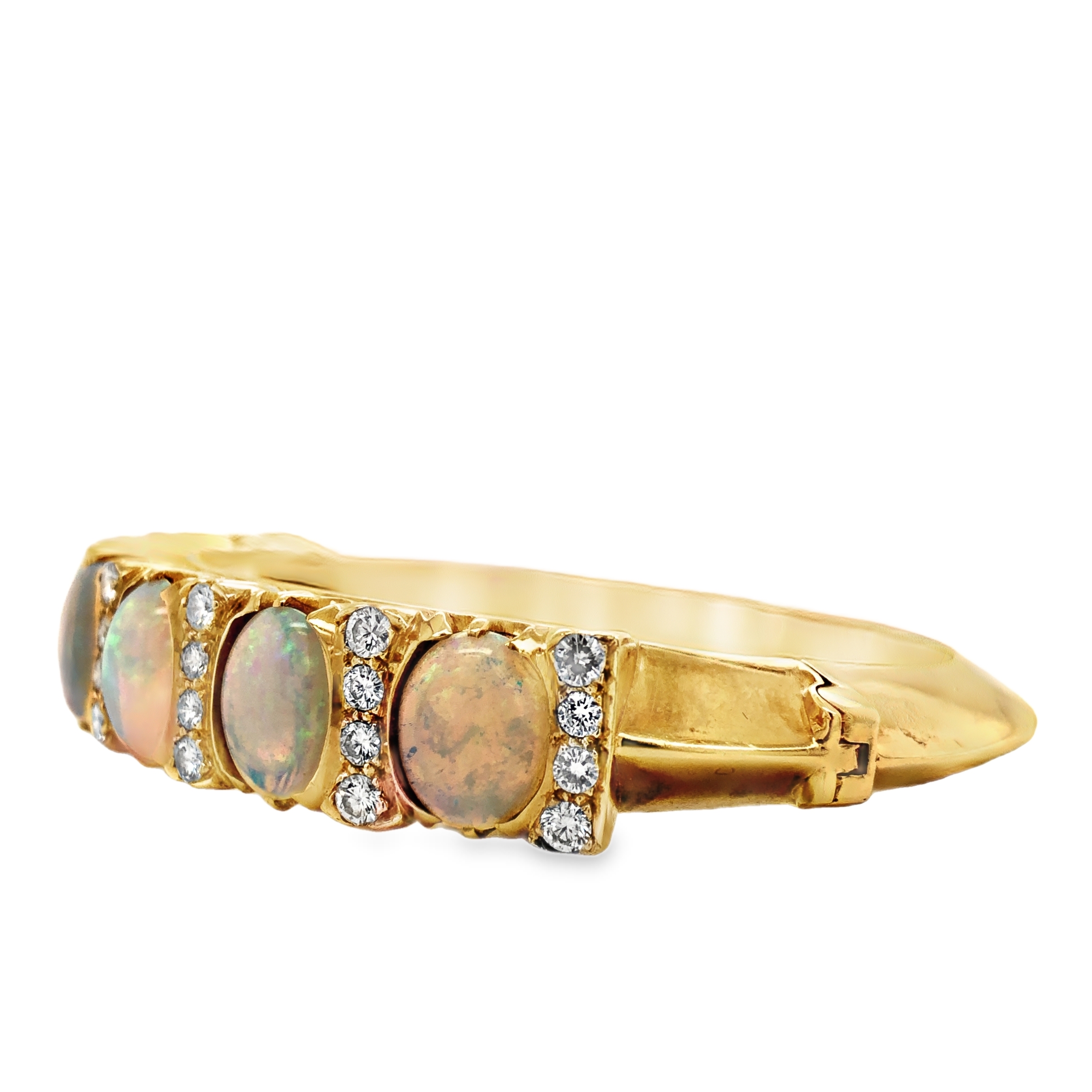 14K Natural Opal & Diamond Bangle Bracelet