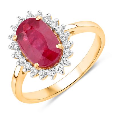 Ruby and Diamond Halo Ring. QJ8423/25-MALN 
This stunning ring exudes timeless elegance with a 