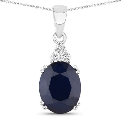 Sapphire and Diamond Pendant. QJ8423/71-MMEL 
Elegant and timeless, this exquisite blue sapphire 