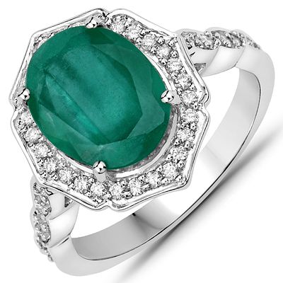 4.30 CT Brazilian Emerald and Diamond Ring. QJ8423/60-MEYE 
Radiating timeless allure, this 