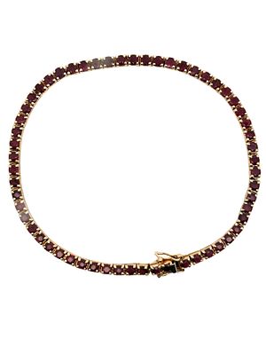 14K Ruby Tennis Bracelet. S/8.64-KSS 
This elegant 14K yellow gold tennis bracelet is a 