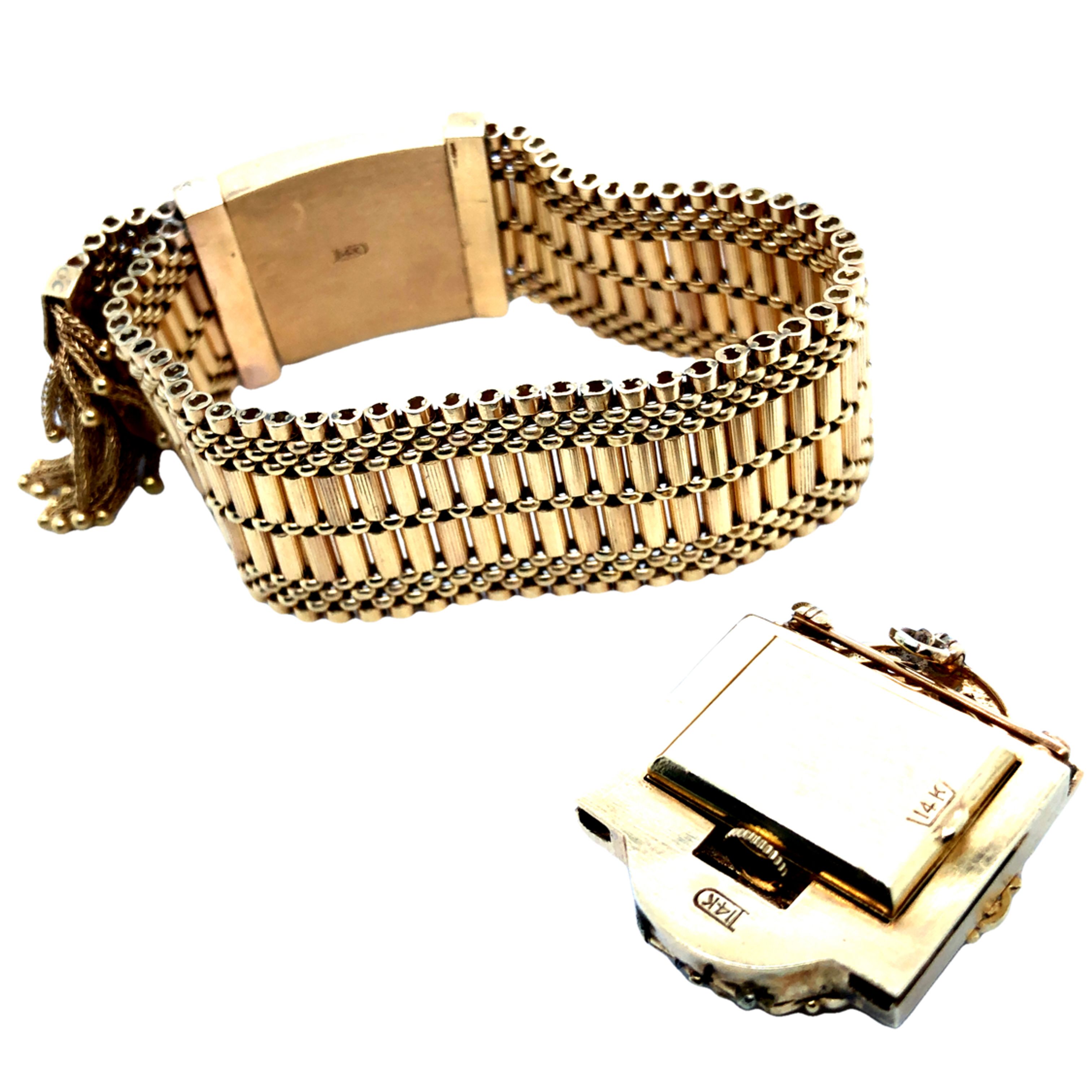 14K Victorian Hidden Watch Bracelet