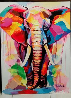 Yana Rafael Acrylic on Canvas. YR1125/2-MNSS 
Description: Elephant 
Artist Name: Yana Rafael 