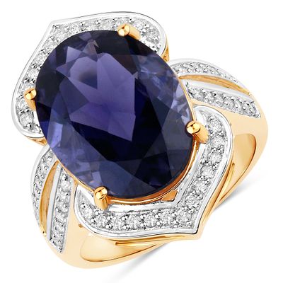 Iolite and Diamond Ring. QJ8423/52-MYNE 
This striking ring showcases a dramatic oval-cut iolite 