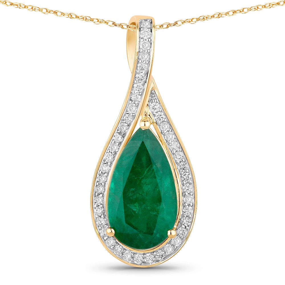 IGI 2.89 CT Zambian Emerald and Diamond Pendant. QJ8423/93-MYSS 
This stunning pendant features 
