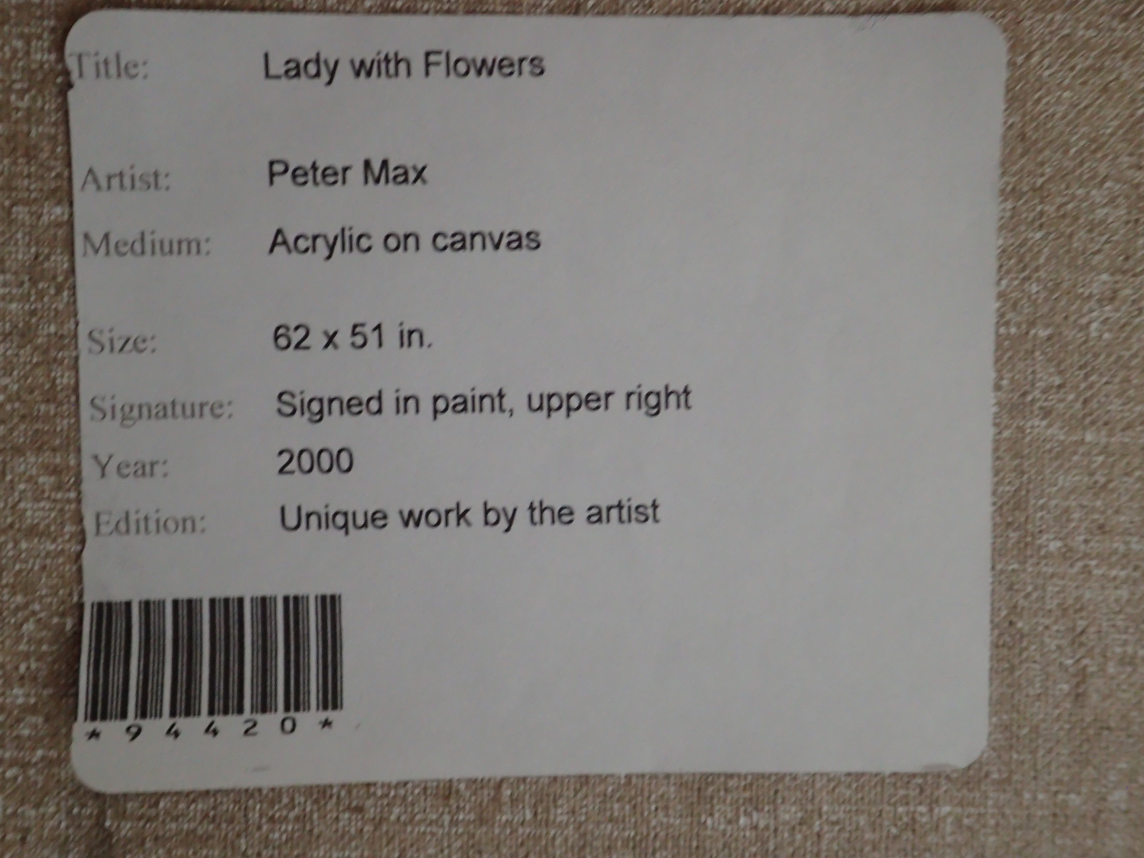 Peter Max Acrylic on canvas Signed