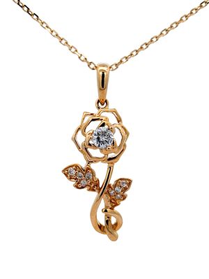 14K Rose Gold Diamond Pendant with Chain. CJI4693/25-YSE 
This romantic 14K yellow gold pendant 