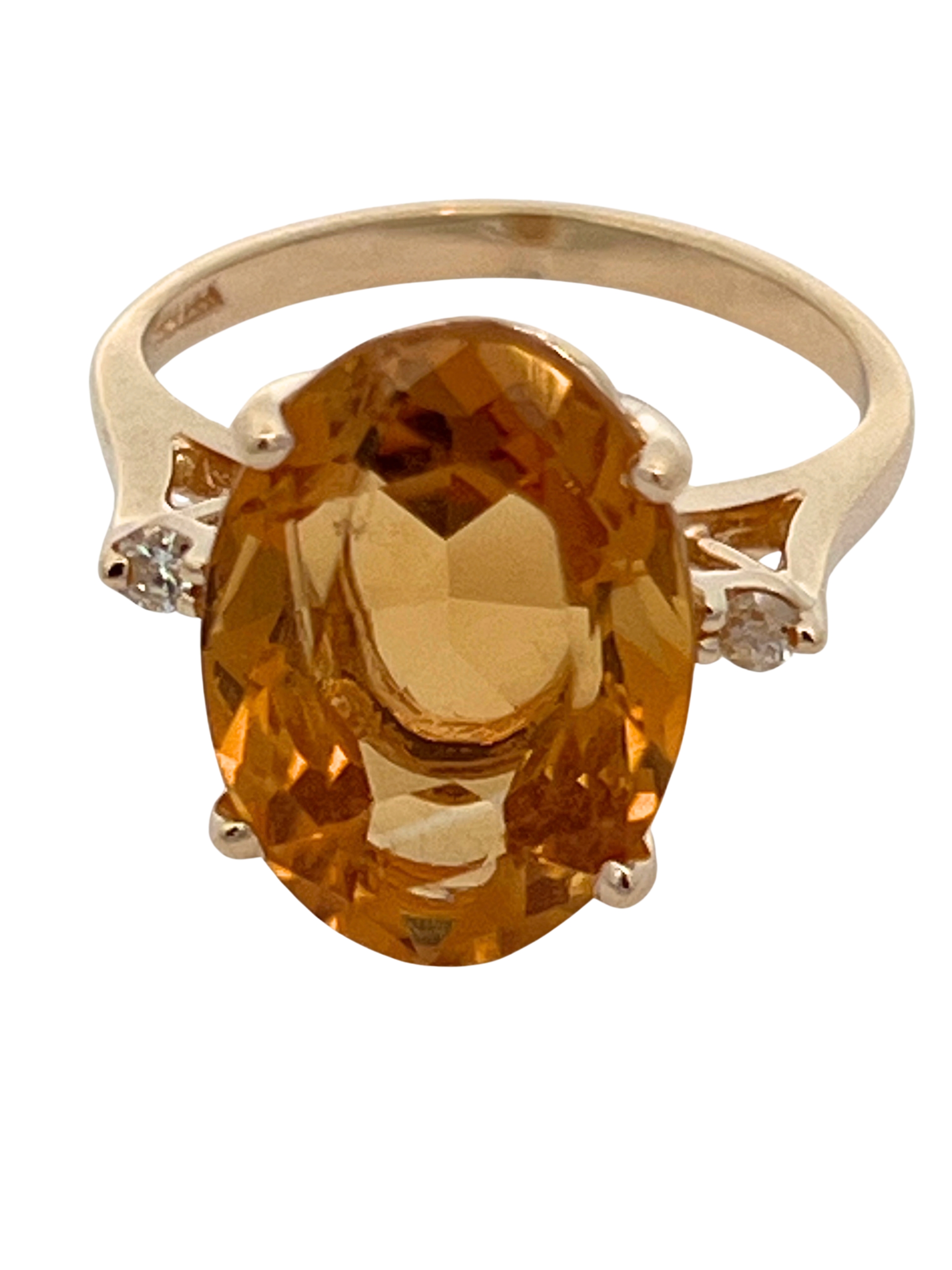 5 Carat Citrine & Diamond Ring