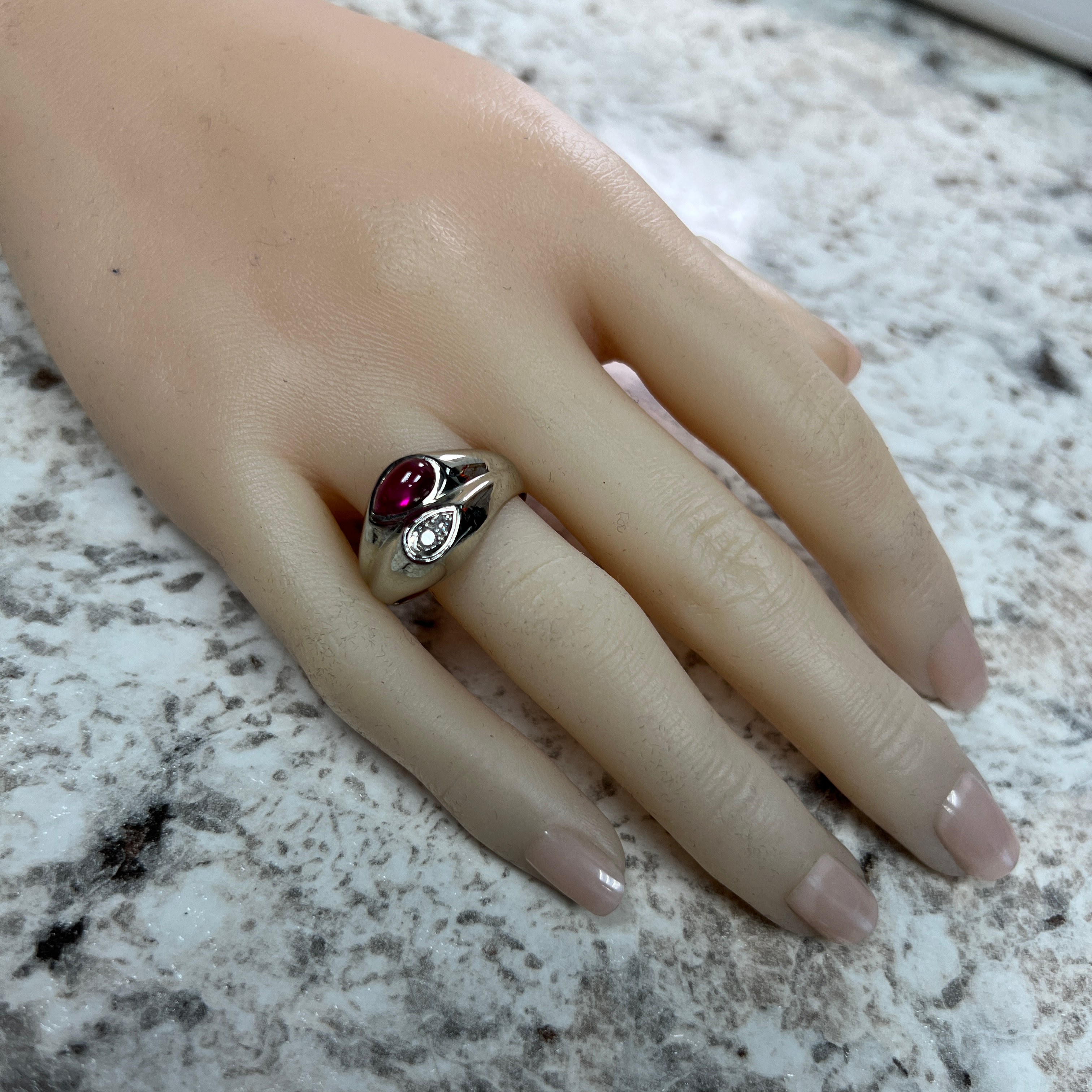 14K Pink & White Gemstone Ring