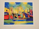 Marcel Mouly Lithograph on Woven Paper Signed. BAT0126/4-YSS 
Description: L'Escale (The Stop) Image - 1