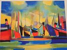 Marcel Mouly Lithograph on Woven Paper Signed. BAT0126/4-YSS 
Description: L'Escale (The Stop) Image - 2