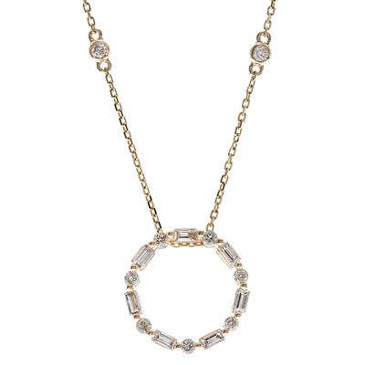 14K Diamond Circle Pendant on Chain. CJI4693/24-KKS 
This sophisticated 14K yellow gold necklace 