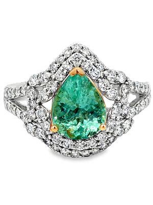 18K GIA Tourmaline & Diamond Ring. E7614/12-OOYA 
Centering on a GIA-certified tourmaline, this 