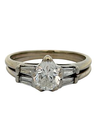 Pear Diamond Bridal Set Ring. ISL2293/76-MKYS 
Secure this elegant and timeless 14K White Gold 