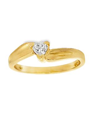 14K Heart Shaped Diamond Ring. Bid on this sweet and delicate 14K yellow gold ring, featuring a 
