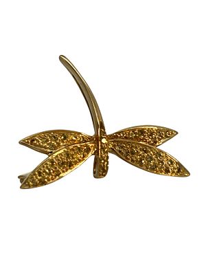 18K Diamond Accented DragonFly Brooch. Acquire this breathtaking and highly detailed 18K Yellow 