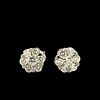 10K Diamond Cluster Flower Earrings. Presenting a lovely and sparkling pair of 10K White Gold Image - 1