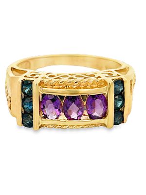 Amethyst & Sapphire Ring. Celebrate a harmonious blend of color with this 10k gold ring 