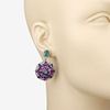17.71 CT Amethyst, Emerald, and Diamond Earrings 925. QJ8422/6-ESO 
Make a glamorous statement Image - 2