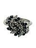 14K Sapphire & Diamond Domed Cluster Ring. This striking 14K white gold ring is a magnificent Image - 3
